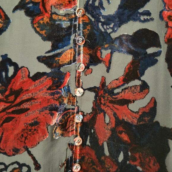 NWT Sundance Burnout Velvet Top Womens Size M Petite Dark Floral Rose Black Goth - Picture 6 of 13